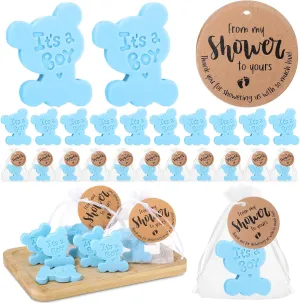 50 Sets Baby Shower Soap Favors for Guests Boy Girl Mini Handmade Scented Soaps with Thank You Tags and Organza Bags for Shower Gender Reveal Party Favors(It's A Boy,Blue Bear)