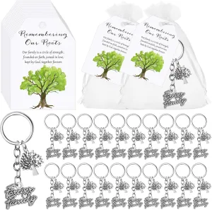 50 Sets Family Reunion Party Favors for Guests Forever Tree Keychains Bulk Gift Cards Bags for Souvenirs