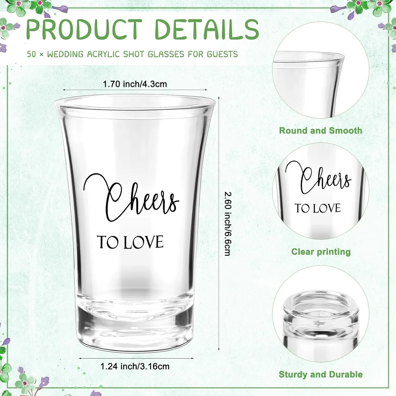 50 Sets Wedding Shower Favors for Guests Wedding Short Glasses Cheers to Love Acrylic Clear Shot Glasses Bottle Opener with Thank You Cards Organza Bags Thank You Gifts for Bridal