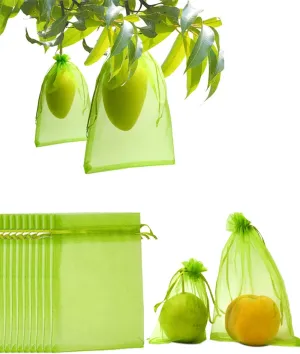 50PCS Green Netting Bags - 16x11'' Fruit Protection Bags for Trees, Garden, Flowers & Vegetables