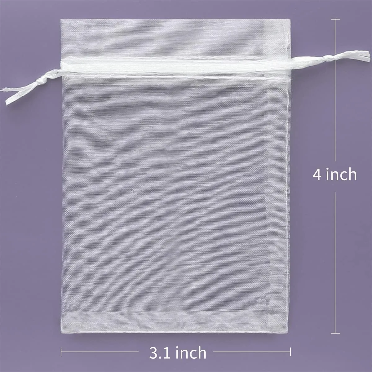 50PCS Premium Sheer Organza Gift Bags, 3X4 inch Elegant Jewelry Pouches, Wedding Favors, Christmas Party Decorations, Bathroom Soaps & Makeup Wrapping Supplies (White)