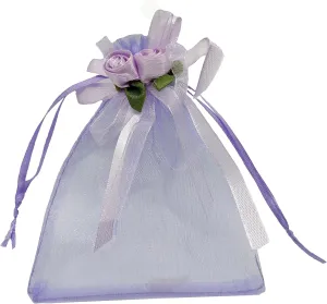 50pcs Sheer Organza Favor Bags for Wedding 3.8x4.8'' Gift Bags Samples Display Drawstring Rose Pouches (Light Purple)