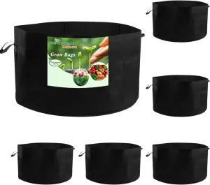 6-Pack 45 Gallon Large Non-Woven Grow Bags Reusable Thickened Durable Aeration Fabric Pot with Reinforced Handles Black (45Gal_6Pcs)
