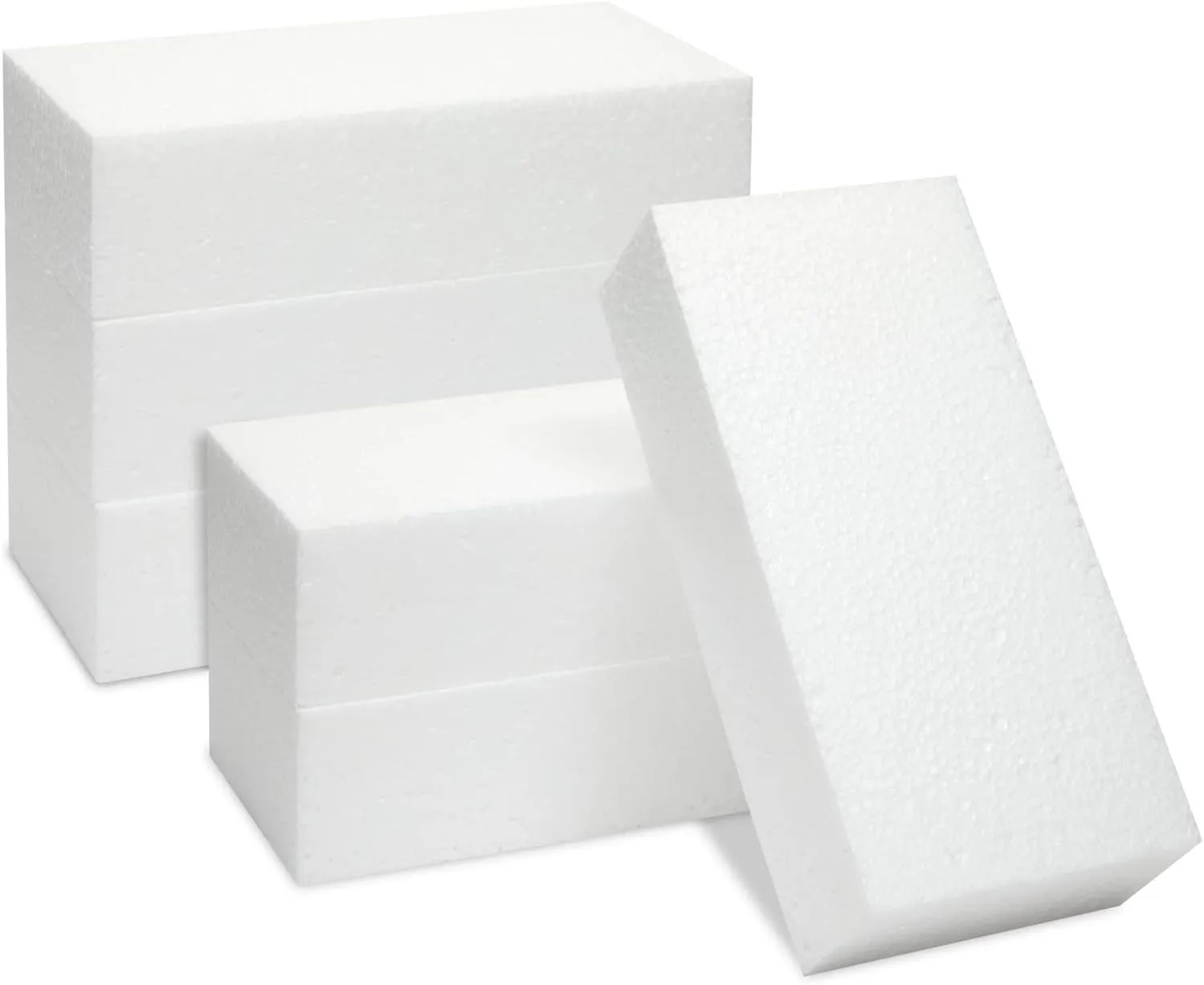 6 Pack Foam Blocks for Crafts - Polystyrene Brick Rectangles for Art Sculpting, Flower Arrangements, DIY, Packing, & Diorama Supplies (8 x 4 x 2 in)