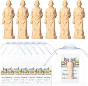 6 Sets St Joseph Statue for Selling House 6 Small Resin Saint Joseph Figurine with 6 Instruction Prayer Card and 6 Organza Bag, St Joseph Statue for Selling Homes