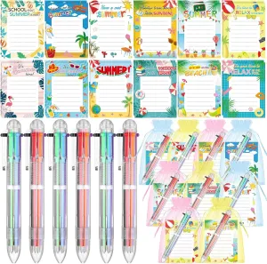 72 Pcs End of the Year Gifts 24 Set Summer Graduation Gifts Including Multicolor Ballpoint Pens Sticky Notes Organza Bags,Congrats Gift for Students, Teachers, Graduates
