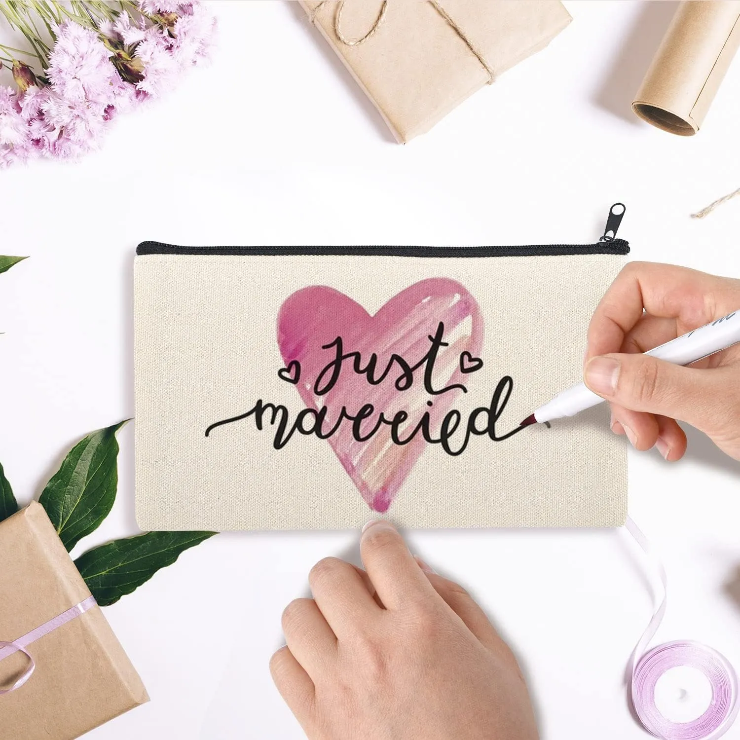 8×4.7 Inch Blank DIY Craft Bag Canvas Pencil Case Blank Makeup Bags- Canvas Pencil Pouch Bulk Canvas Cosmetic Bag Multi-Purpose Travel Toiletry Bag Canvas Zipper Bags