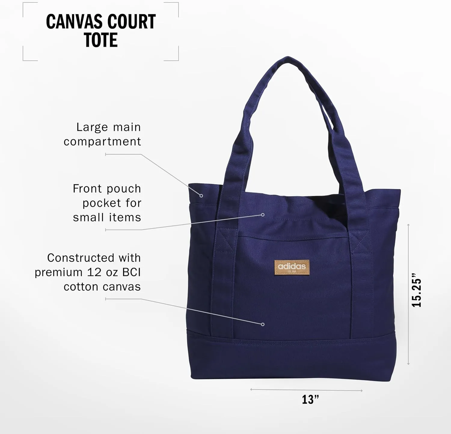 adidas Canvas Women and Men, Work Tote Bags, Dark Blue, OSFA