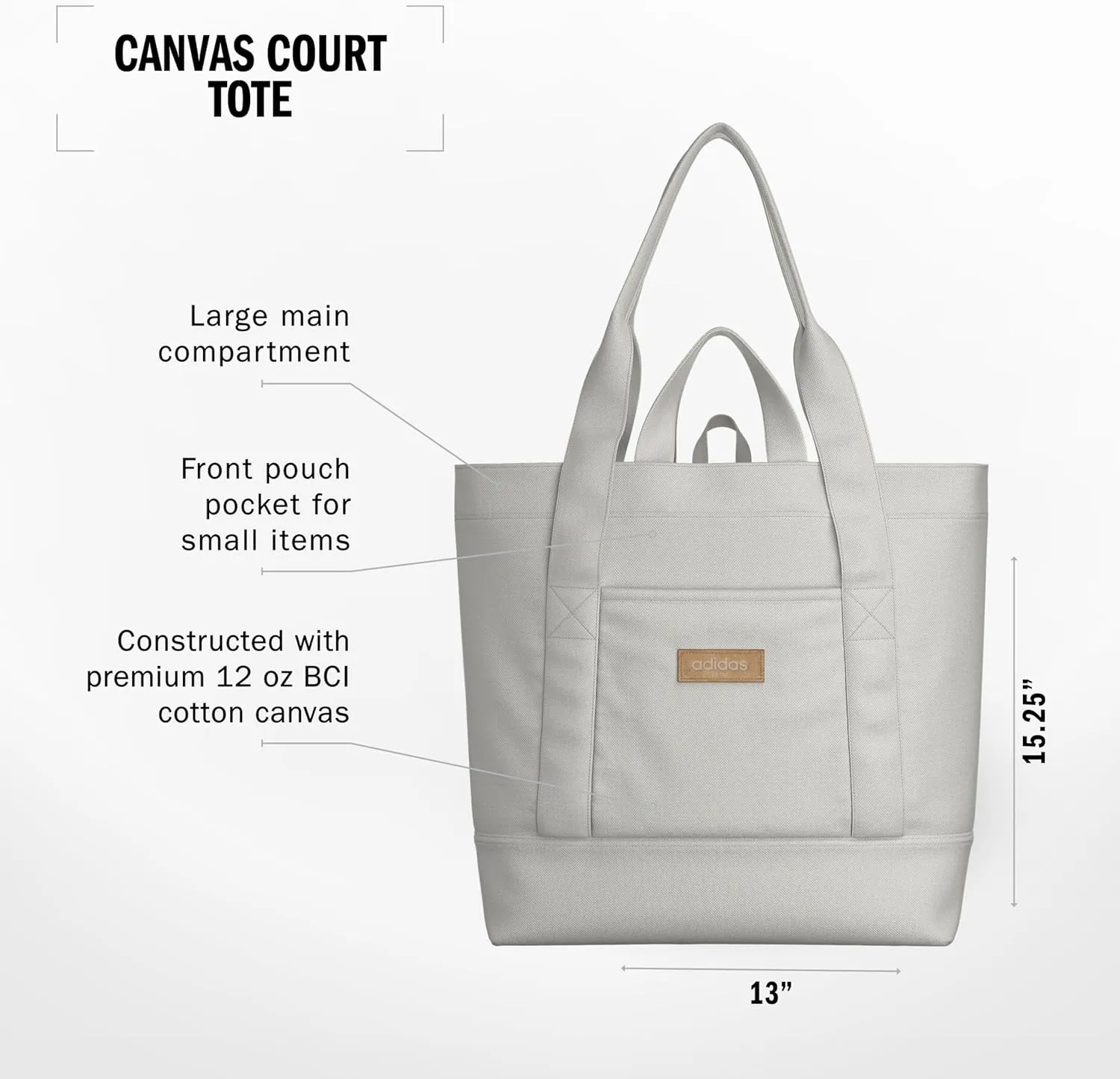 adidas Canvas Women and Men, Work Tote Bags, Off White, OSFA