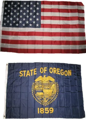 AES 3x5 3'x5' Wholesale Lot Combo: USA American w/State of Oregon Flag