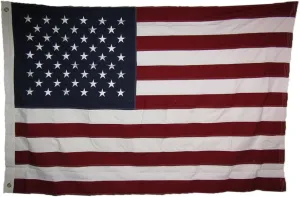 AES 4x6 ft USA American 50 Star 100% Cotton Flag 4'x6' Banner Grommets House Banner Grommets Double Stitched Metal Eyelets for Hoisting Fade Resistant Premium Quality
