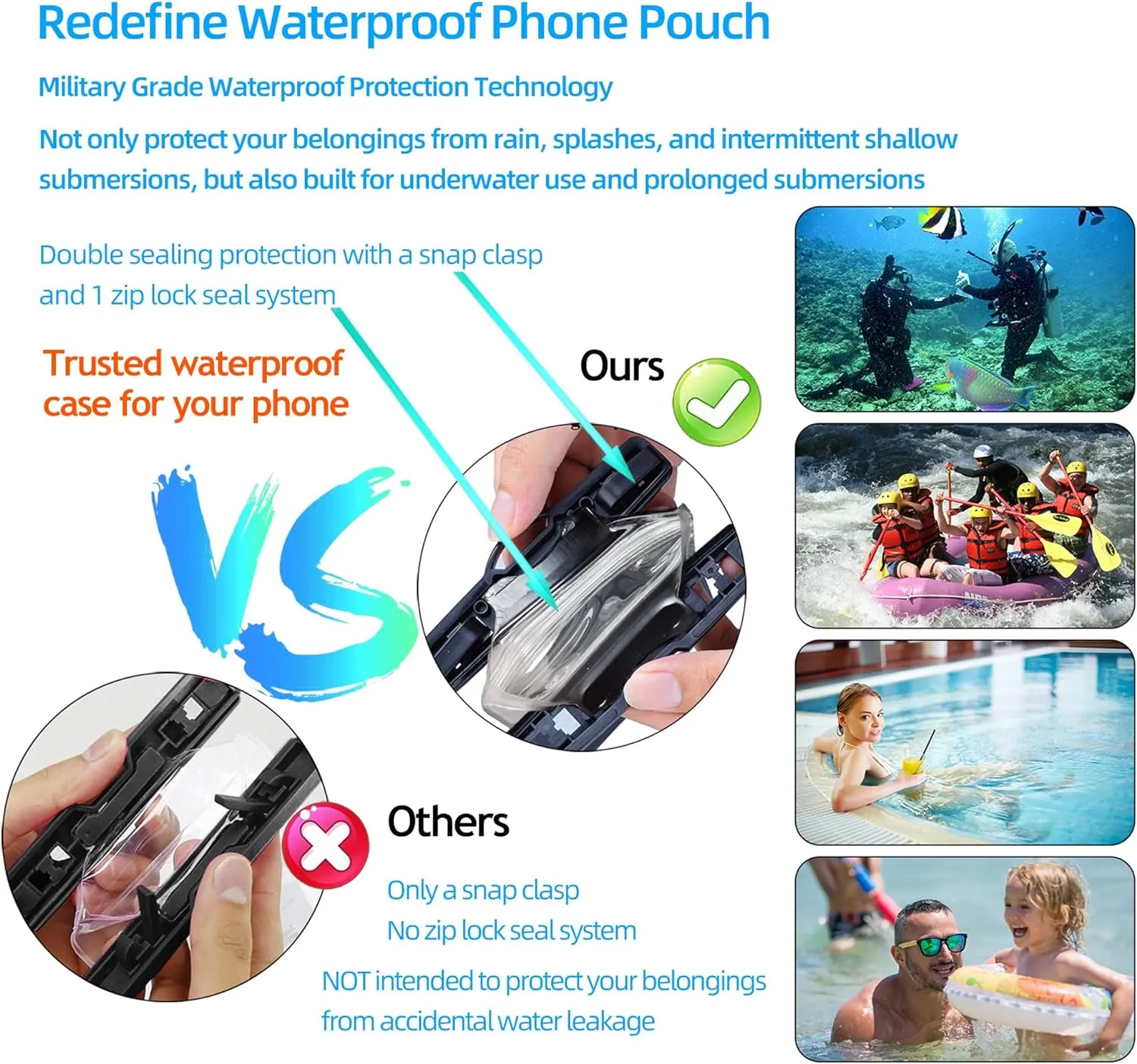 AiRunTech Waterproof Case, Waterproof Cell Phone Dry Bag Compatible for iPhone 14/13/12/12 Pro Max/11/11 Pro/SE/Xs Max/XR/8P/7 Galaxy up to 8.5", Phone Pouch for Beach Kayaking Travel(Green   Pink)
