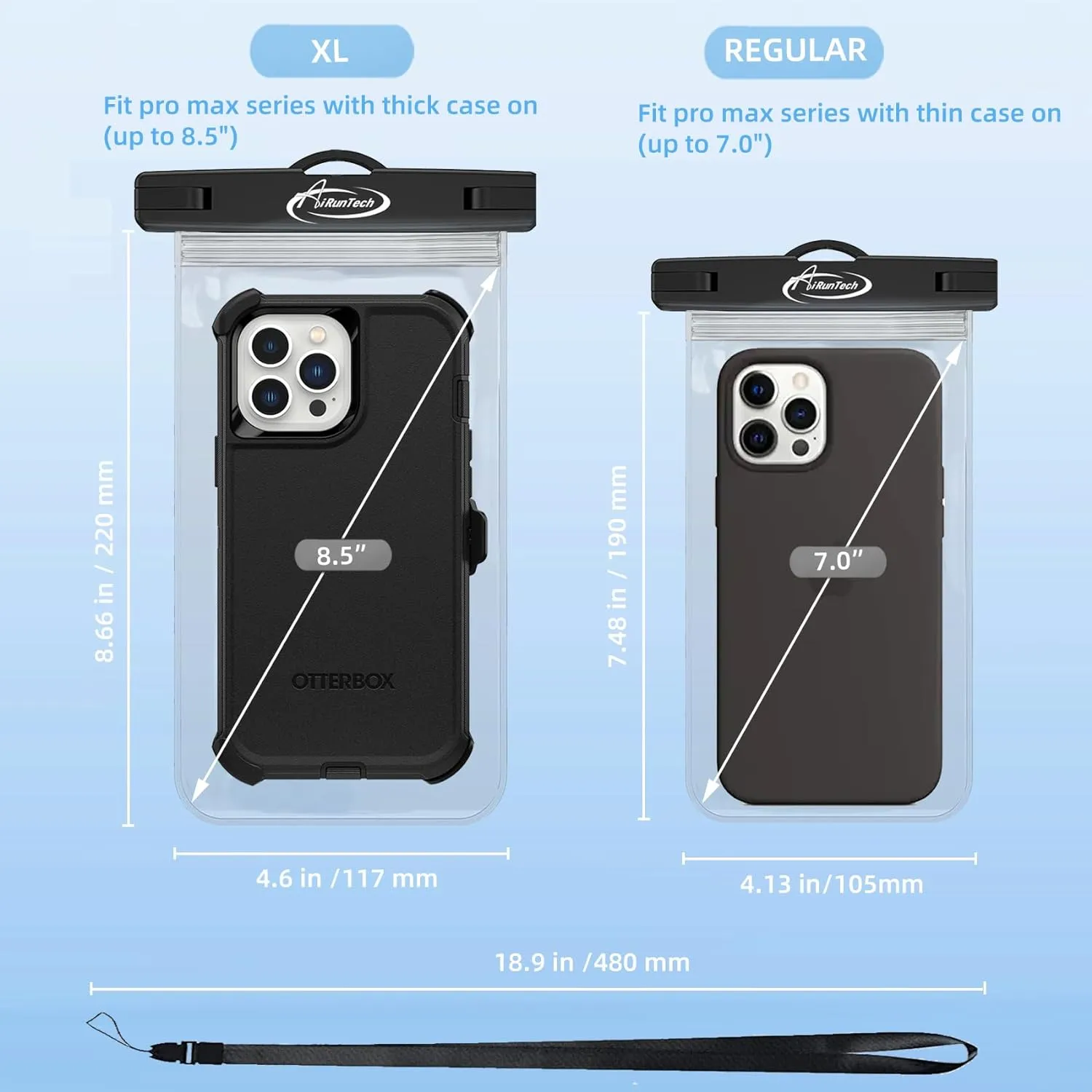 AiRunTech Waterproof Case, Waterproof Cell Phone Dry Bag Compatible for iPhone 14/13/12/12 Pro Max/11/11 Pro/SE/Xs Max/XR/8P/7 Galaxy up to 8.5", Phone Pouch for Beach Kayaking Travel(Green   Pink)