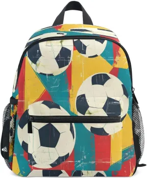 ALAZA Retro Ball Soccer Toddler Backpack Kid's School Bag Preschool Kindergarten Elementary School for Boys Girls