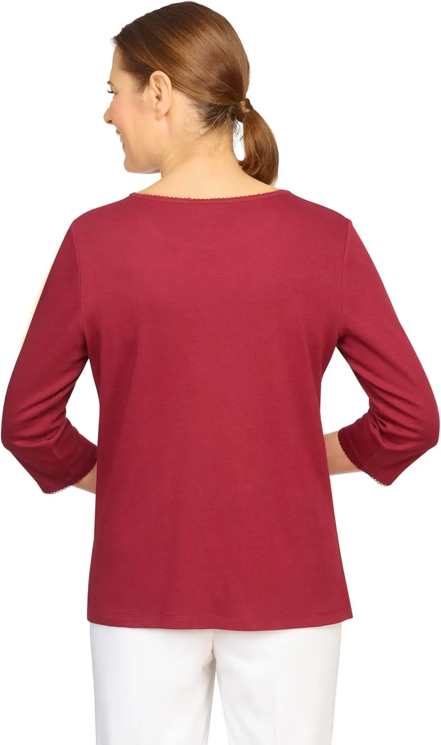 Alfred Dunner Women's Classics Diagonal Embellished Top