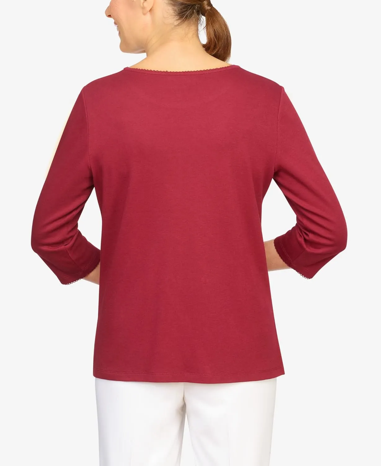 Alfred Dunner Women's Classics Diagonal Embellished Top