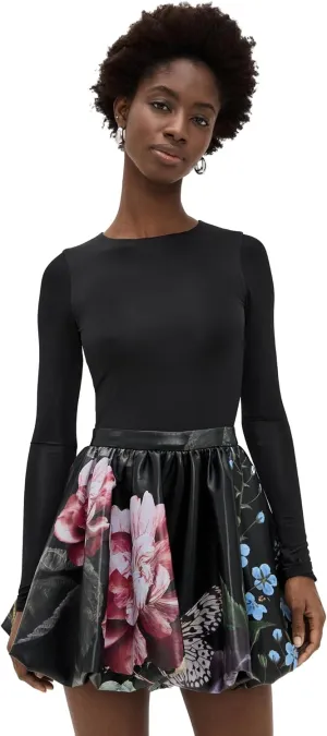 alice   olivia Women's Chara Crew Neck Bubble Mini Dress with Thumbholes