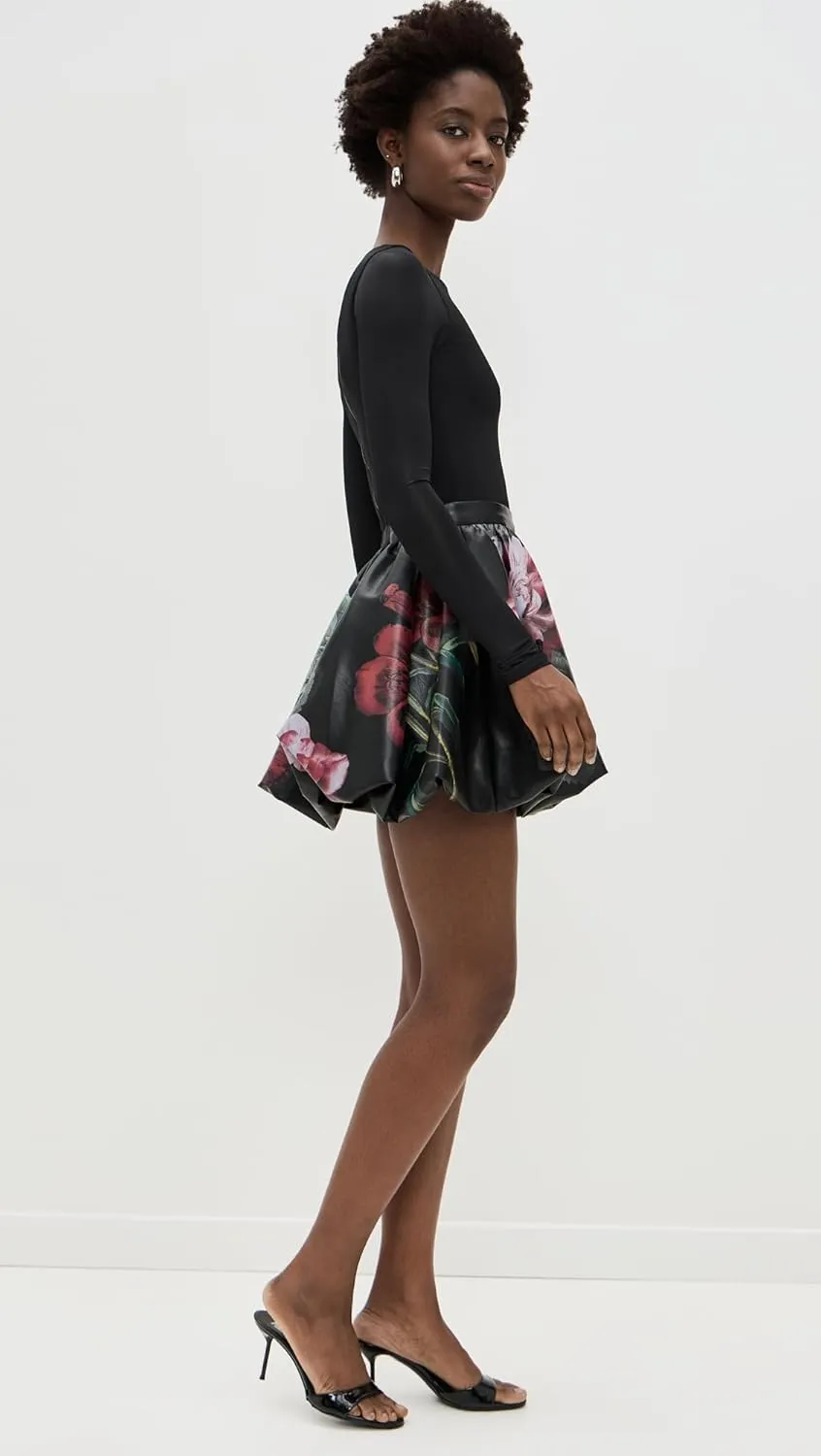 alice   olivia Women's Chara Crew Neck Bubble Mini Dress with Thumbholes