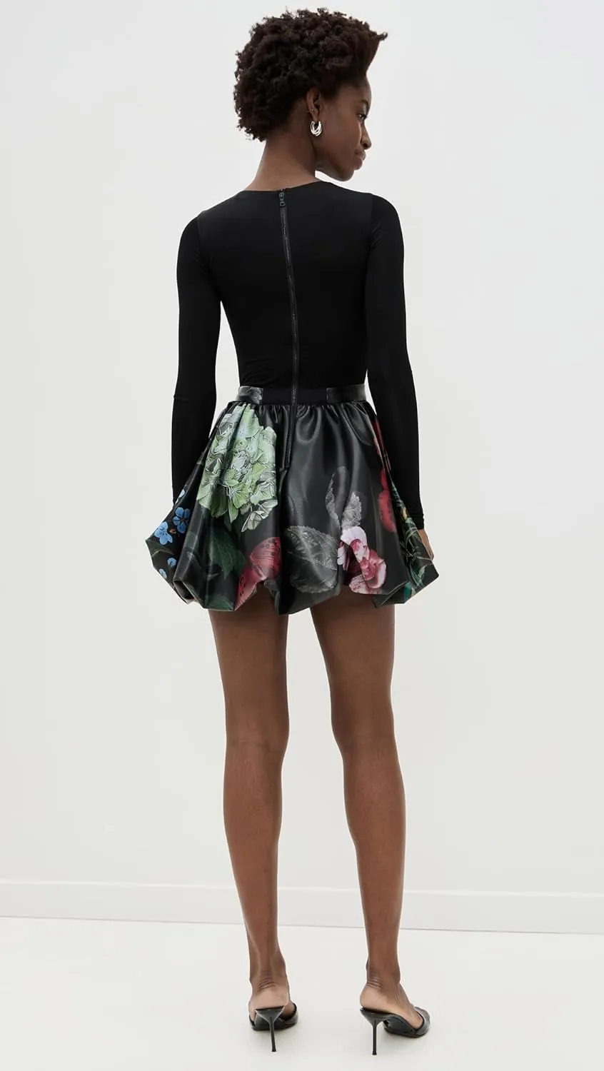 alice   olivia Women's Chara Crew Neck Bubble Mini Dress with Thumbholes