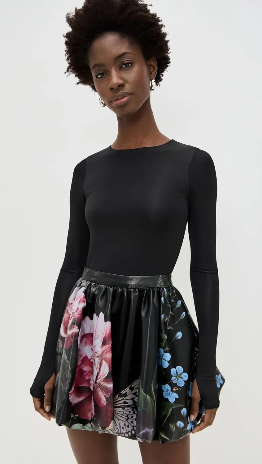 alice   olivia Women's Chara Crew Neck Bubble Mini Dress with Thumbholes