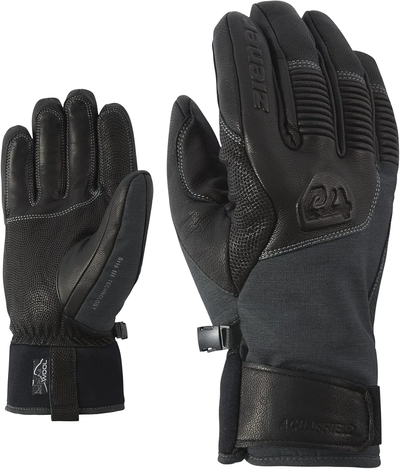 Alpine Men's Ski Leather Gloves GANZENBERG Black