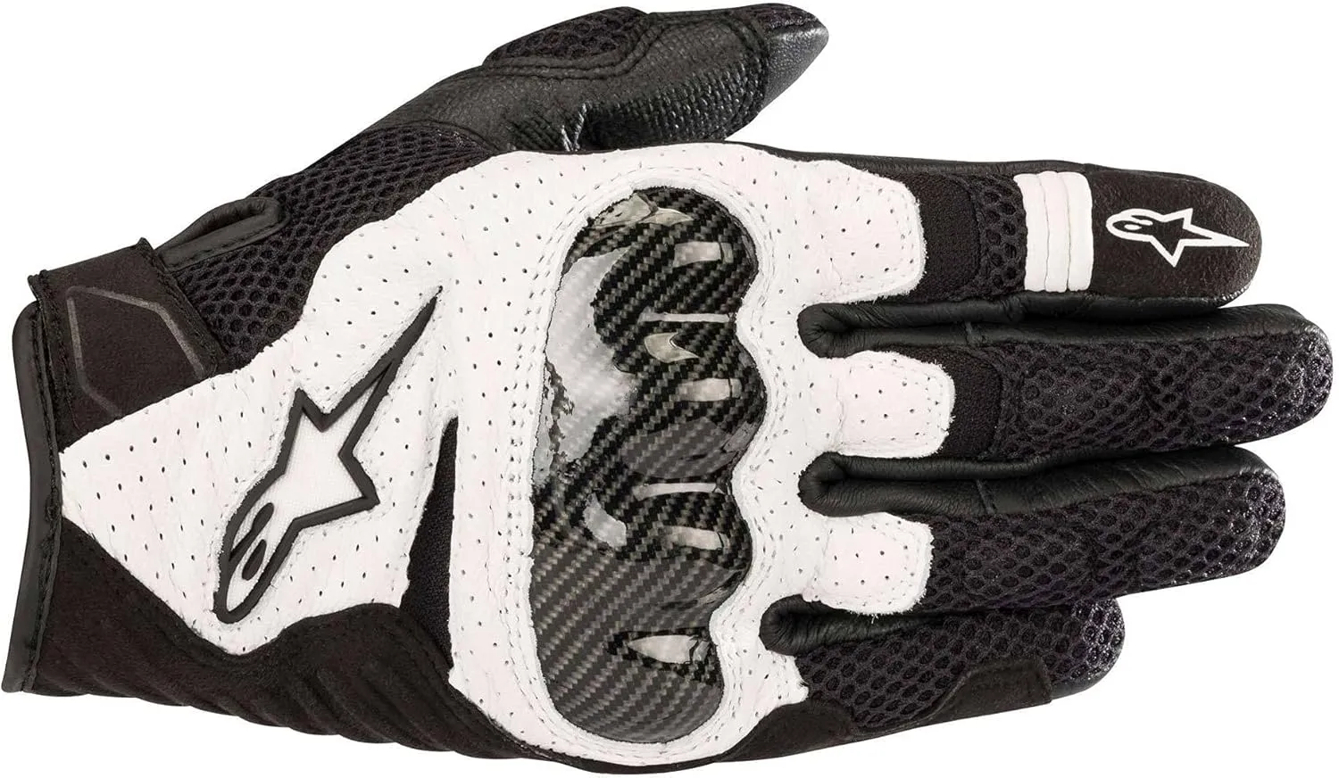 Alpinestars SMX-1 Air V2 Gloves, Short Cuff Fit, Leather and Mesh Construction, CE-Certified, Ergonomic Protection, Summer Riding Glove, L, Black/White