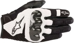 Alpinestars SMX-1 Air V2 Gloves, Short Cuff Fit, Leather and Mesh Construction, CE-Certified, Ergonomic Protection, Summer Riding Glove, L, Black/White