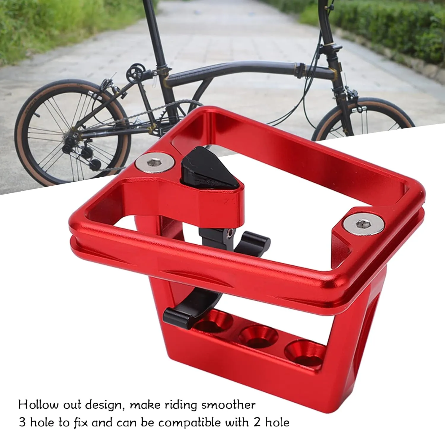 Aluminium Alloy Folding Bike Front Carrier Adapter with Hollow Carved Mount Base for Brompton, Dahon, and Other Folding Bicycles