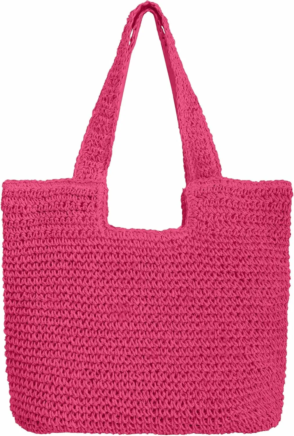 ALUWU Beach Bags for Women Summer Soft Large Woven Shoulder Purse Handbag, Beach Tote Straw Bag for Summer Vacation