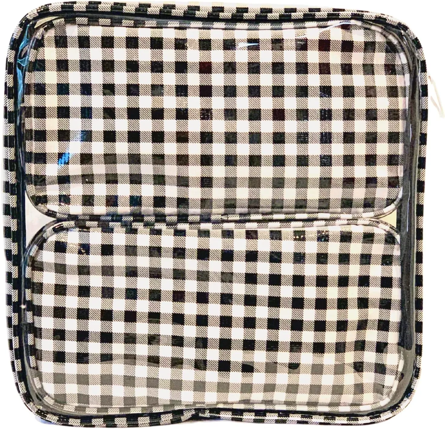 Alux 3-Pc Travel Makeup Bags for Women; Multi-Color, Chic and Stylish Travel Toiletry Bag Set; Large and Medium Makeup Bags for Vanity and Luggage and Small Makeup Bag for Purse - Gingham Black