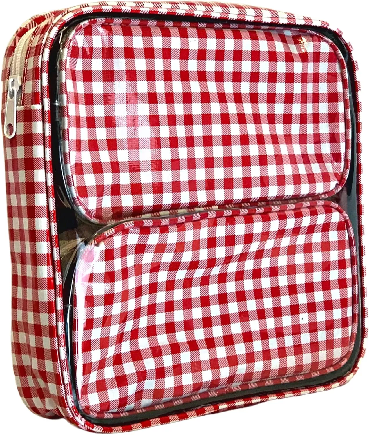 Alux 3-Pc Travel Makeup Bags for Women; Multi-Color, Chic and Stylish Travel Toiletry Bag Set; Large and Medium Makeup Bags for Vanity and Luggage and Small Makeup Bag for Purse - Gingham Red