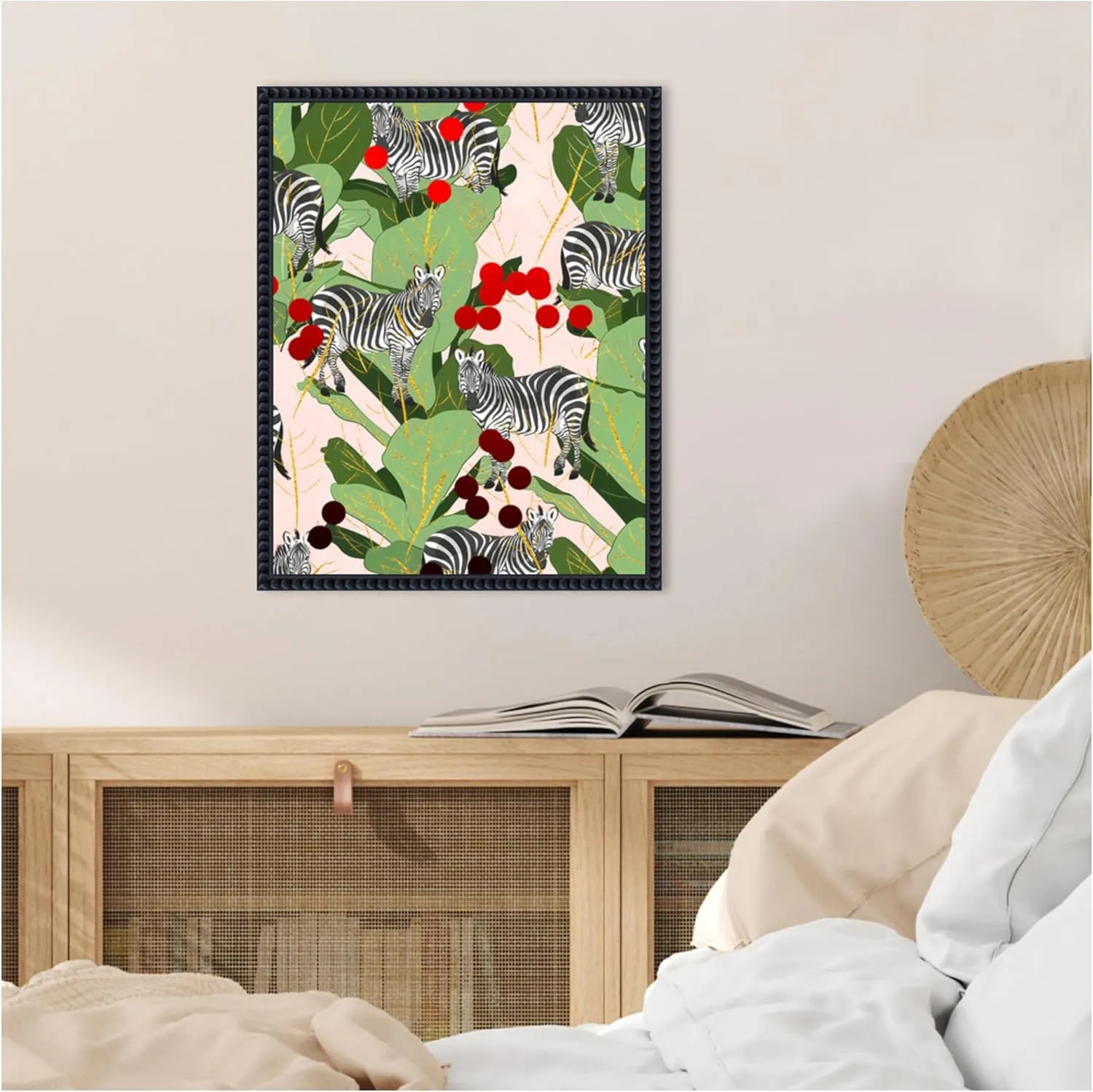 Amanti Art Framed Canvas Wall Art 20x16 A Dazzle of Zebras by Uma Gokhale, Framed Wall Art Canvas, Animals Artwork, Traditional Decor, Small Poster Painting for Living Room,Bedroom,Bathroom,Kitchen