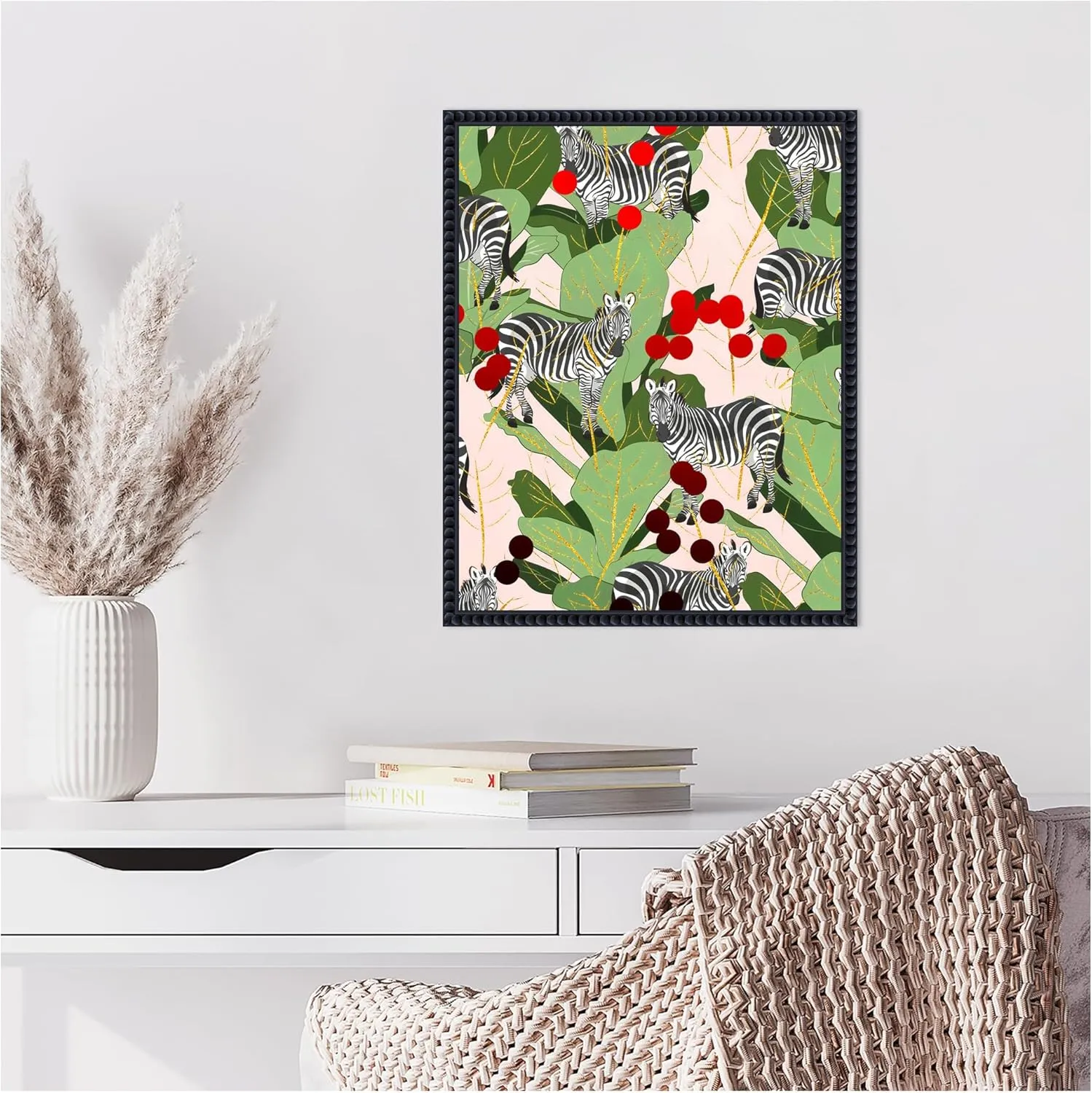 Amanti Art Framed Canvas Wall Art 20x16 A Dazzle of Zebras by Uma Gokhale, Framed Wall Art Canvas, Animals Artwork, Traditional Decor, Small Poster Painting for Living Room,Bedroom,Bathroom,Kitchen