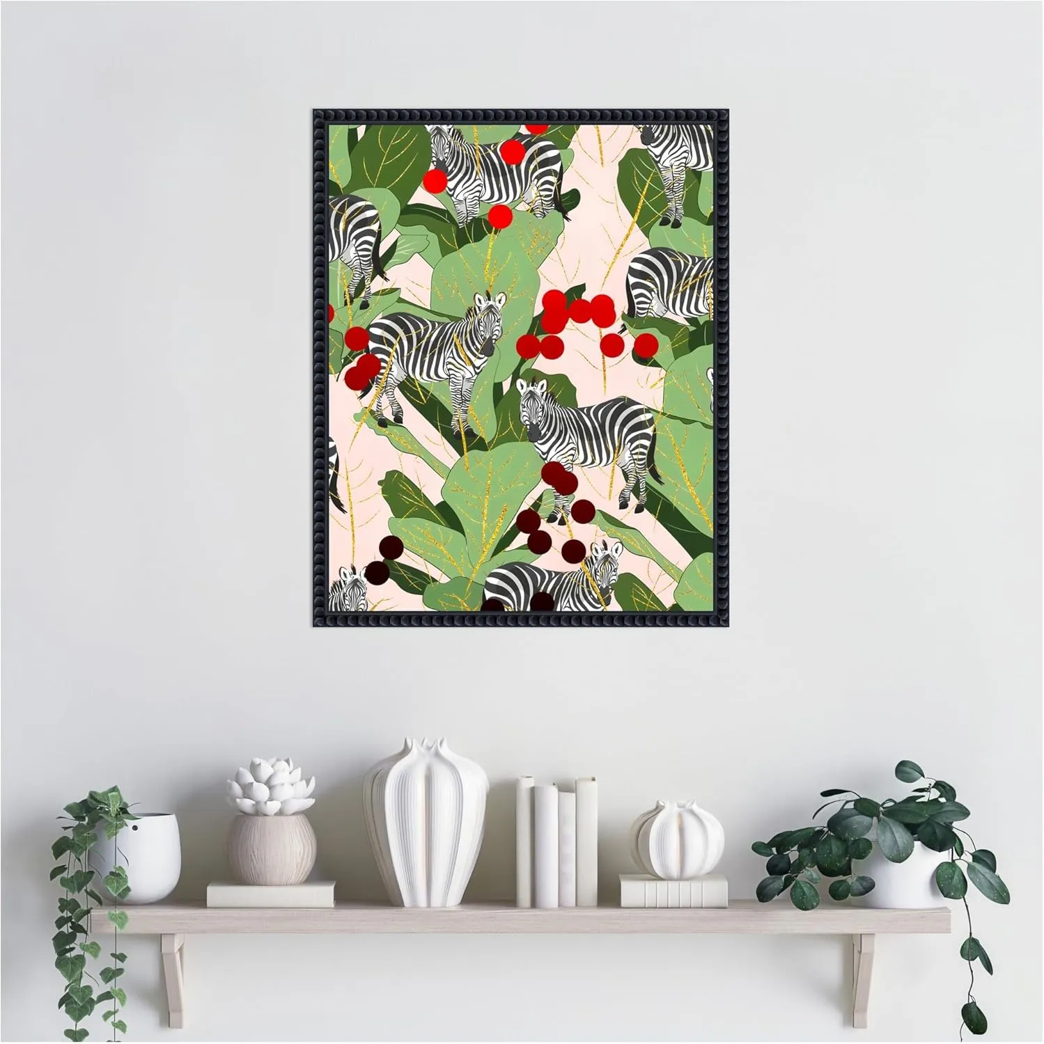 Amanti Art Framed Canvas Wall Art 20x16 A Dazzle of Zebras by Uma Gokhale, Framed Wall Art Canvas, Animals Artwork, Traditional Decor, Small Poster Painting for Living Room,Bedroom,Bathroom,Kitchen