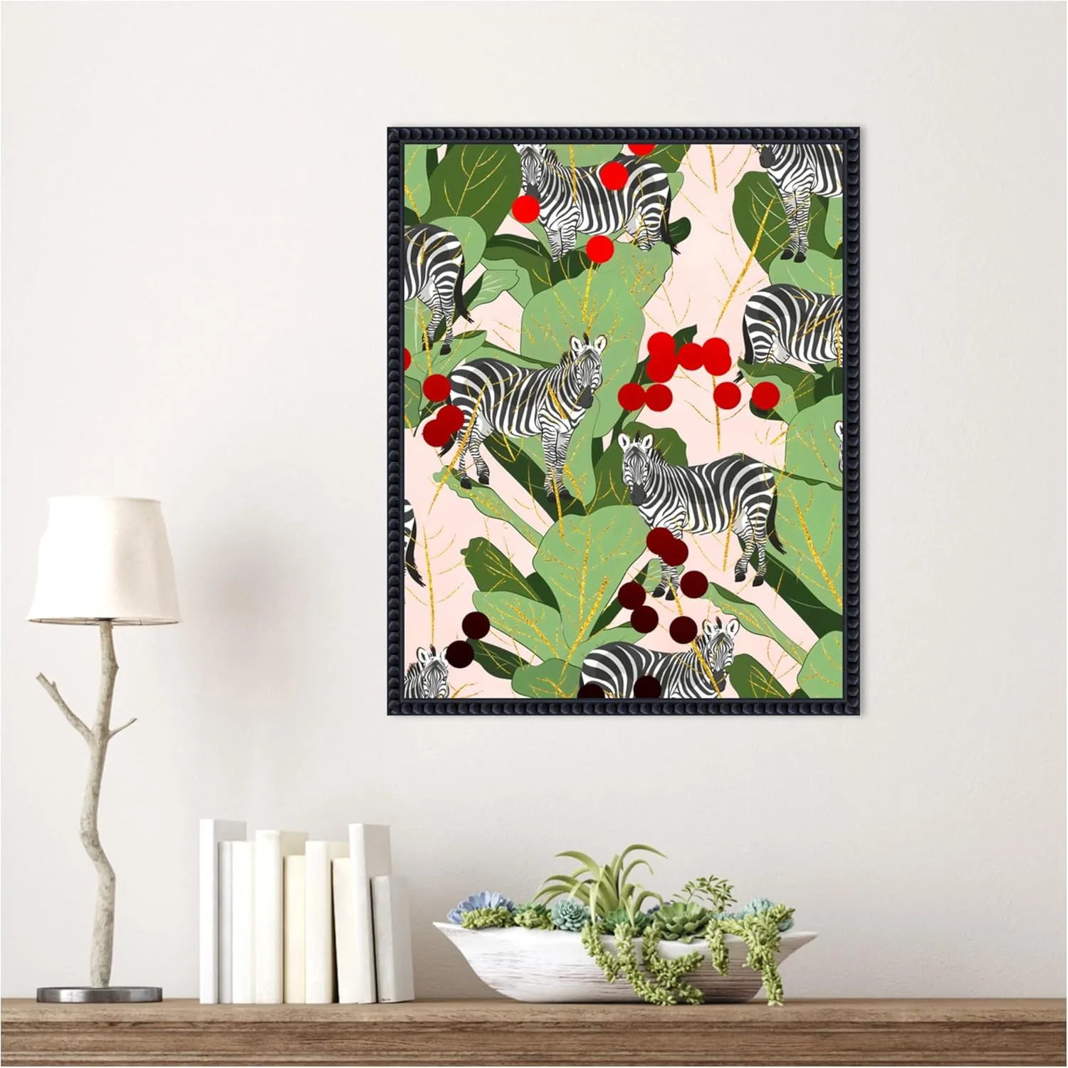 Amanti Art Framed Canvas Wall Art 20x16 A Dazzle of Zebras by Uma Gokhale, Framed Wall Art Canvas, Animals Artwork, Traditional Decor, Small Poster Painting for Living Room,Bedroom,Bathroom,Kitchen