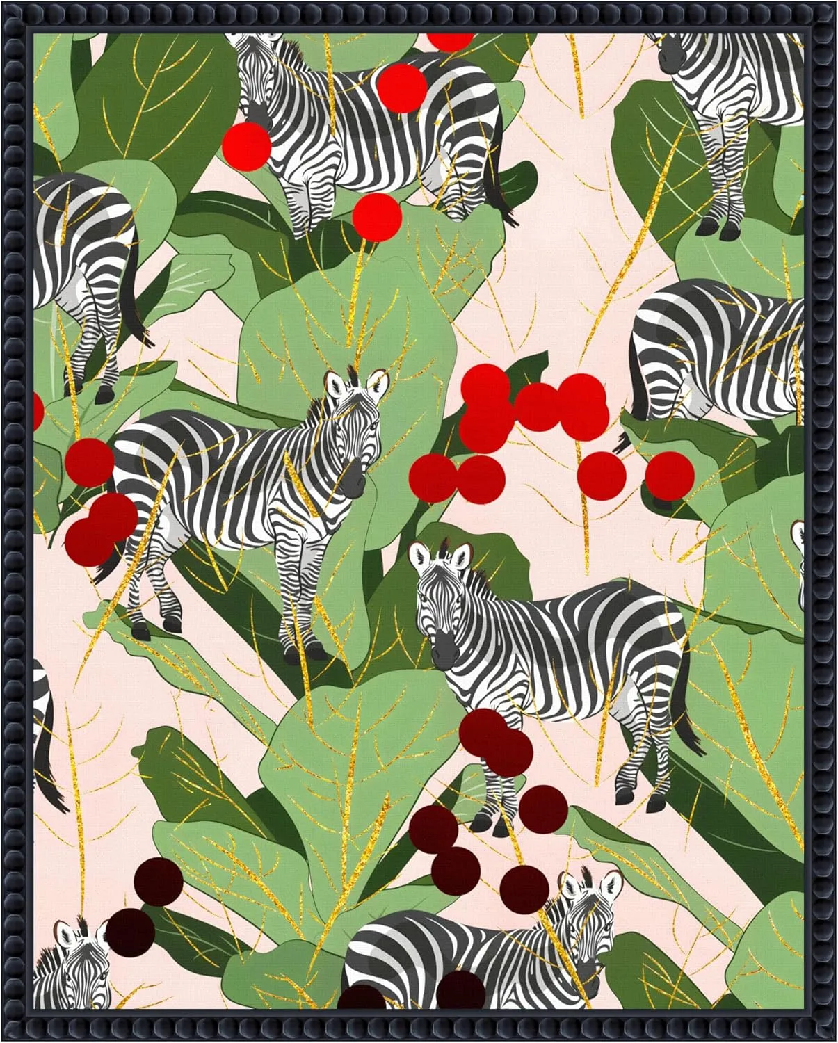 Amanti Art Framed Canvas Wall Art 20x16 A Dazzle of Zebras by Uma Gokhale, Framed Wall Art Canvas, Animals Artwork, Traditional Decor, Small Poster Painting for Living Room,Bedroom,Bathroom,Kitchen