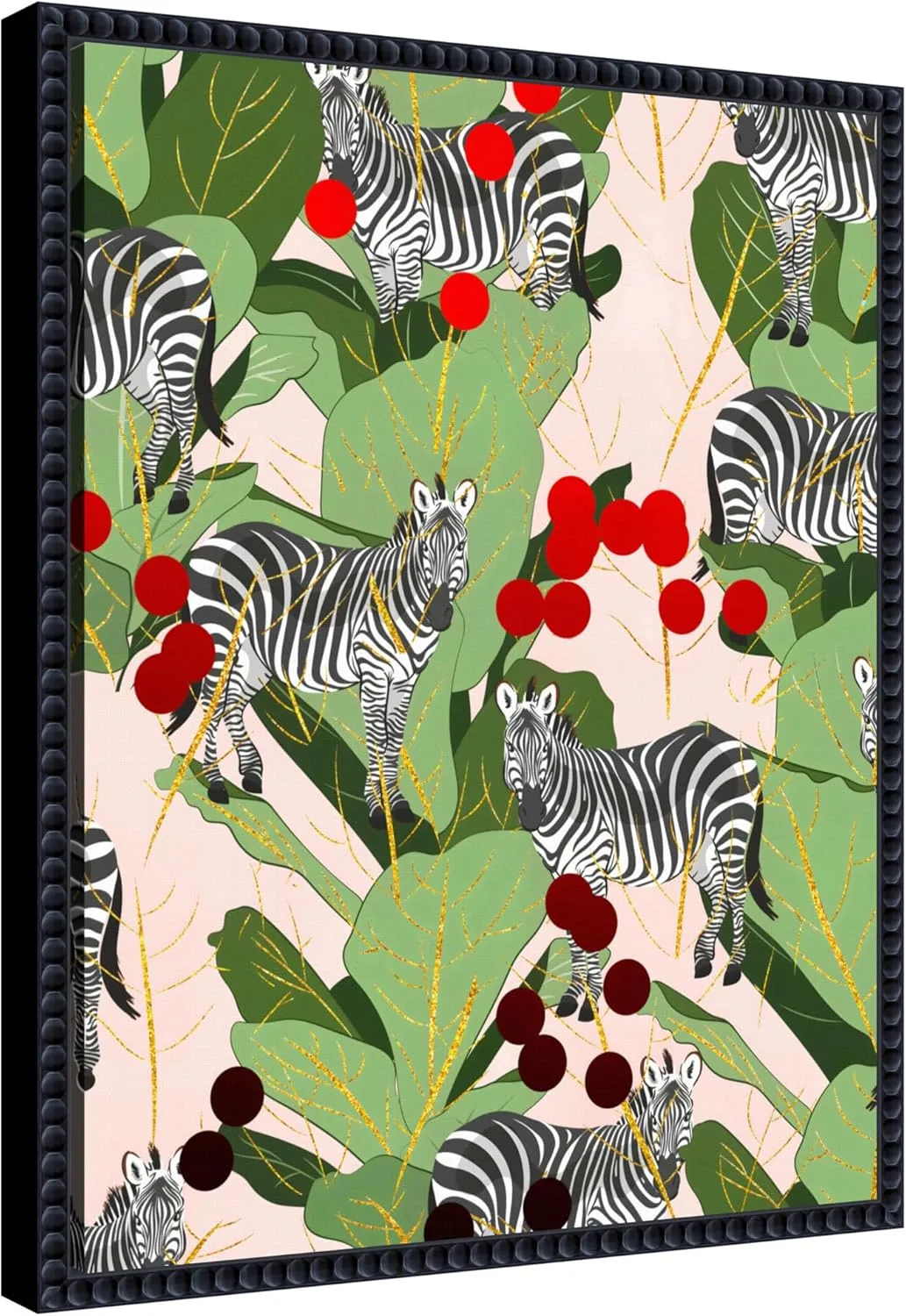 Amanti Art Framed Canvas Wall Art 20x16 A Dazzle of Zebras by Uma Gokhale, Framed Wall Art Canvas, Animals Artwork, Traditional Decor, Small Poster Painting for Living Room,Bedroom,Bathroom,Kitchen