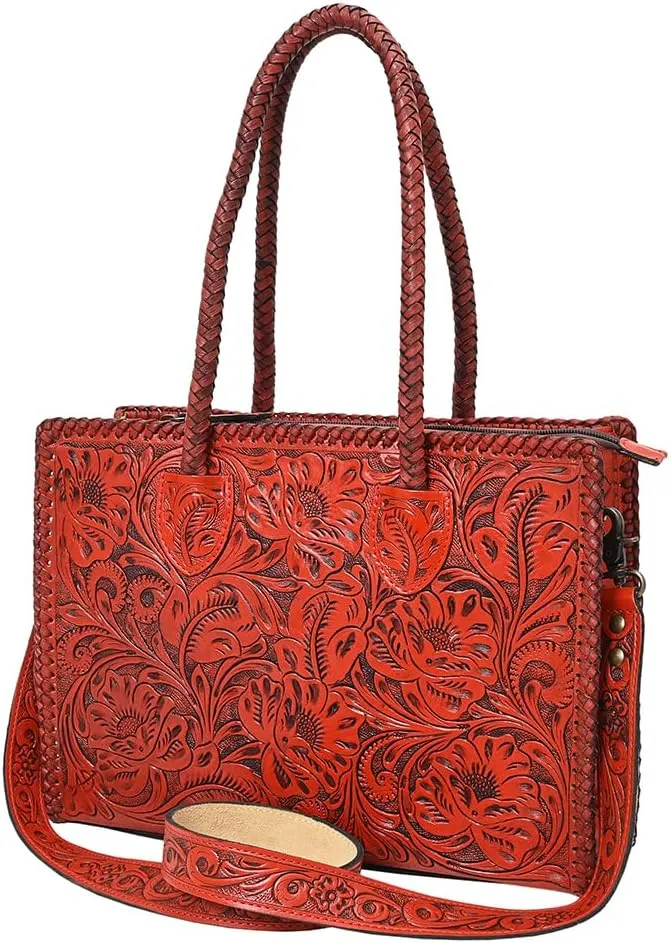 American Darling ADBG1412A Tote Hand Tooled Genuine Leather Women Bag Western Handbag Purse