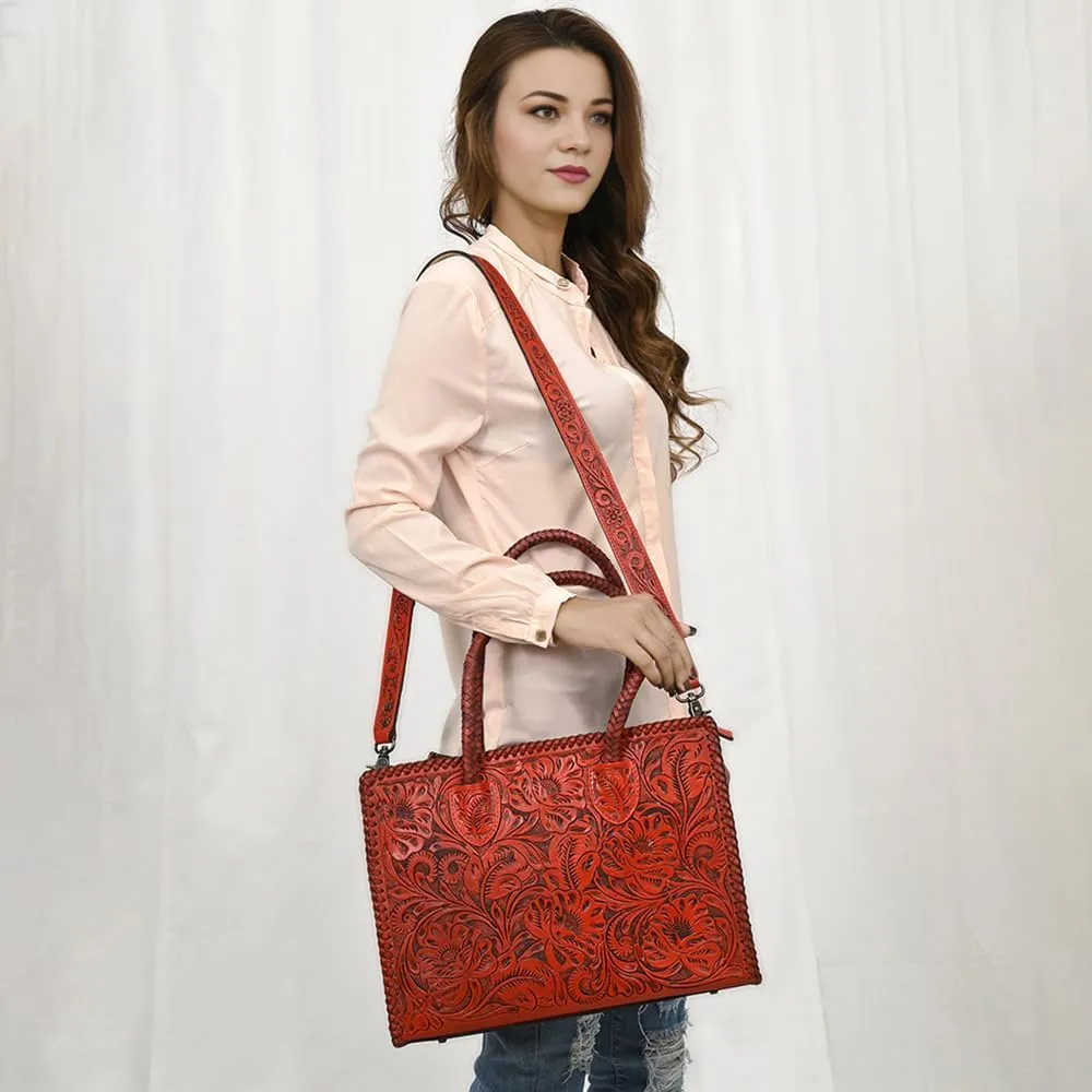 American Darling ADBG1412A Tote Hand Tooled Genuine Leather Women Bag Western Handbag Purse