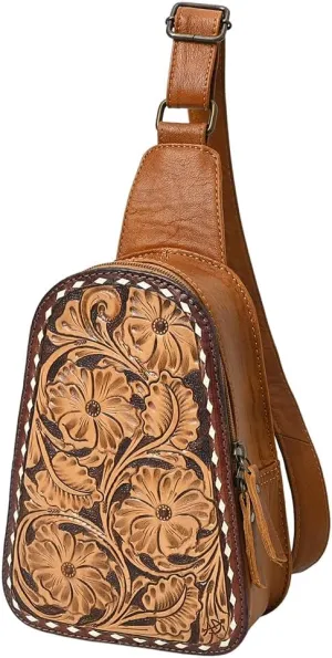 American Darling Adbg1481D Sling Hand Tooled Genuine Leather Women Bag Western Handbag Purse
