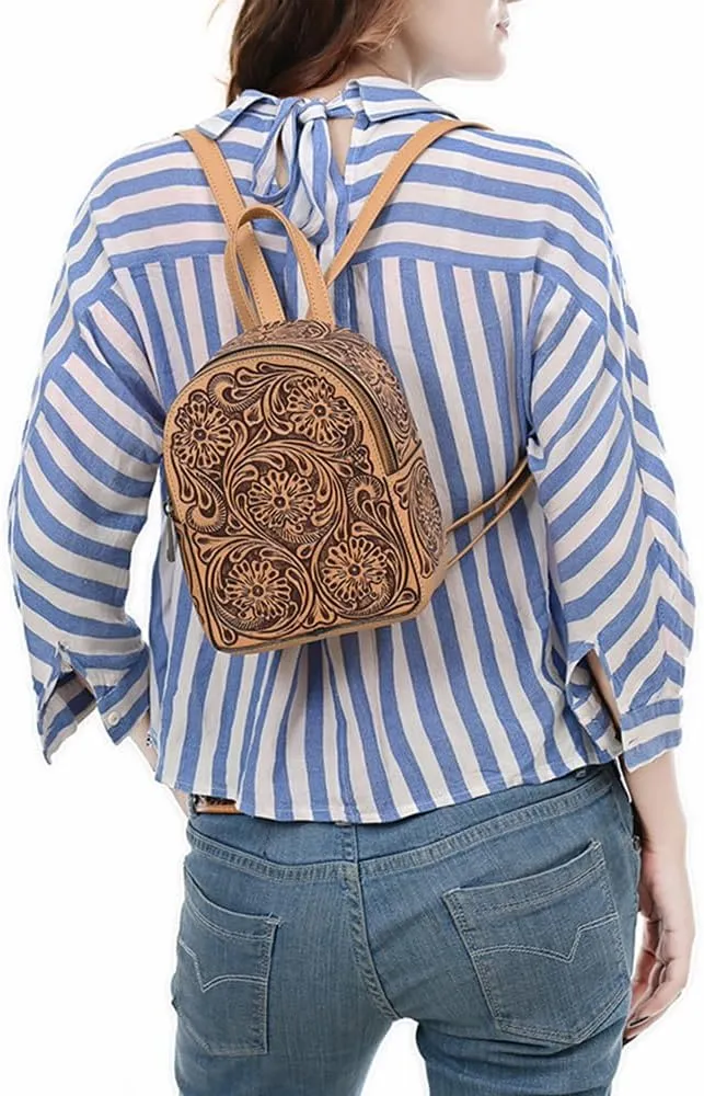 American Darling Backpack Hand Tooled Genuine Leather Women's Bag Western Handbag Purse | Handbag Purse | Backpack Bag