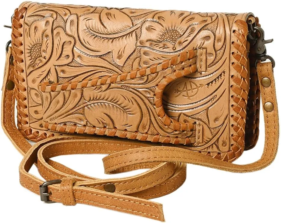 American Darling Clutch Hand Tooled Genuine Leather Women Bag Western Handbag Purse