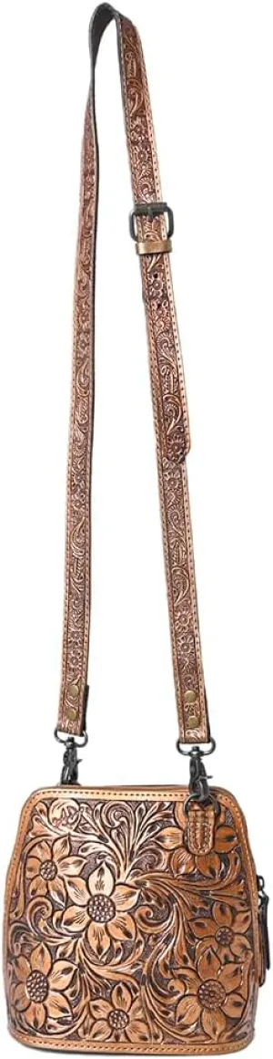 American Darling Cross Body Hand Tooled Genuine Leather Western Women Bag | Brown | Handbag Purse | Crossbody Bag for Women | Cute Crossbody Bag | Crossbody Purse