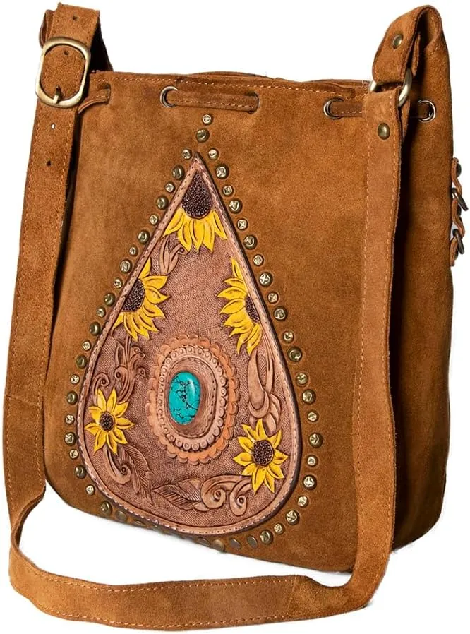 American Darling Cross Body Hand Tooled Genuine Leather Western Women Bag | White | Handbag Purse | Crossbody Bag for Women | Cute Crossbody Bag | Crossbody Purse