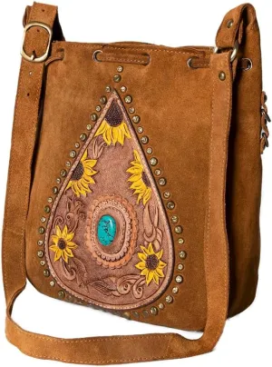 American Darling Cross Body Hand Tooled Genuine Leather Western Women Bag | White | Handbag Purse | Crossbody Bag for Women | Cute Crossbody Bag | Crossbody Purse