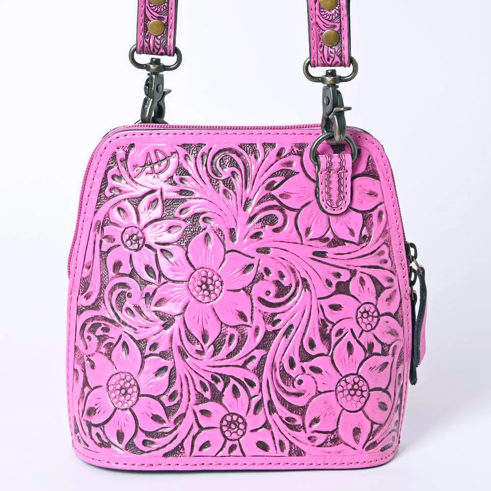 American Darling Cross Body Hand Tooled Genuine Leather women bag western handbag purse, Black