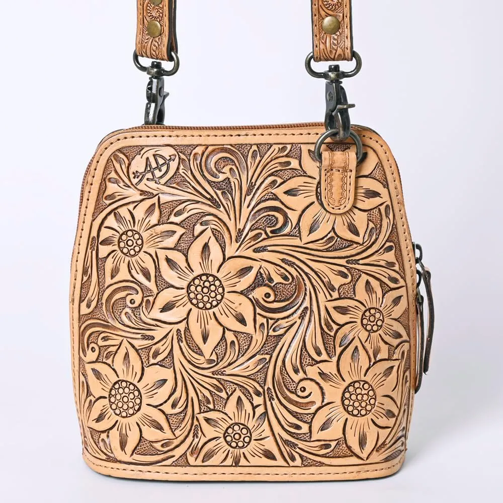 American Darling Cross Body Hand Tooled Genuine Leather women bag western handbag purse, Black