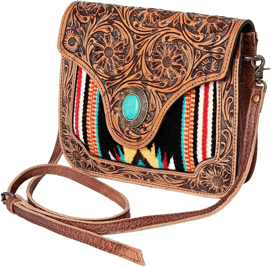 American Darling Cross Body Hand Tooled Saddle Blanket Genuine Leather Western Women Bag Handbag Purse | Crossbody Bag for Women | Cute Crossbody Bag | Crossbody Purse