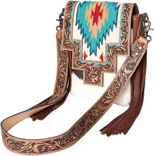 American Darling Cross Body Hand Tooled Saddle Blanket Hair On Genuine Leather Western Women Bag Handbag Purse | Crossbody Bag for Women |Cute Crossbody Bag | Crossbody Purse