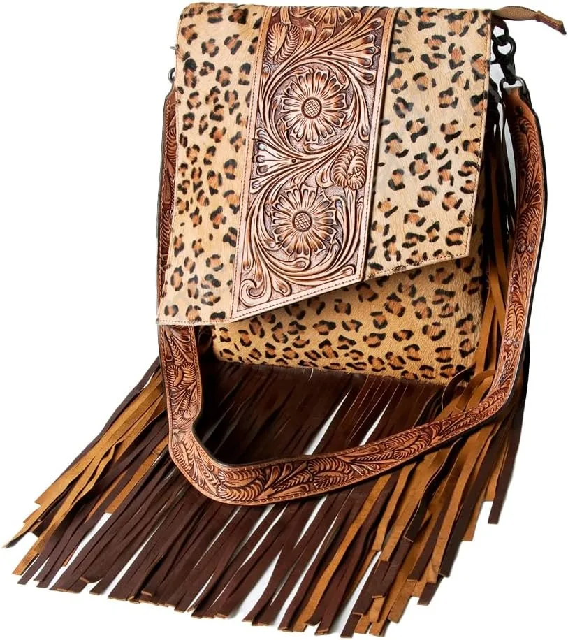 American Darling Cross Body I Hand Tooled Hair On Genuine Leather Women Bag Western Handbag Purse